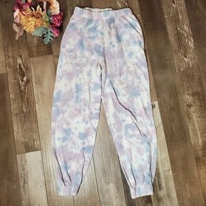 Stitch & Pine White Blue Purple Tie-Dye Jogger Sweatpants Women's Size Medium